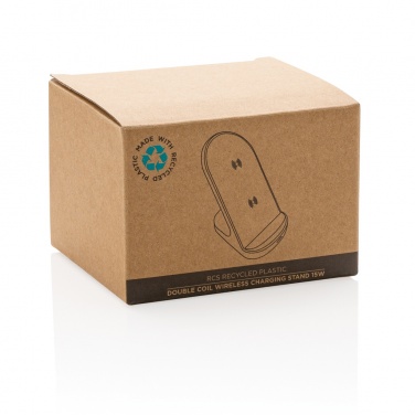 Logo trade promotional item photo of: RCS recycled plastic double coil wireless stand 15W